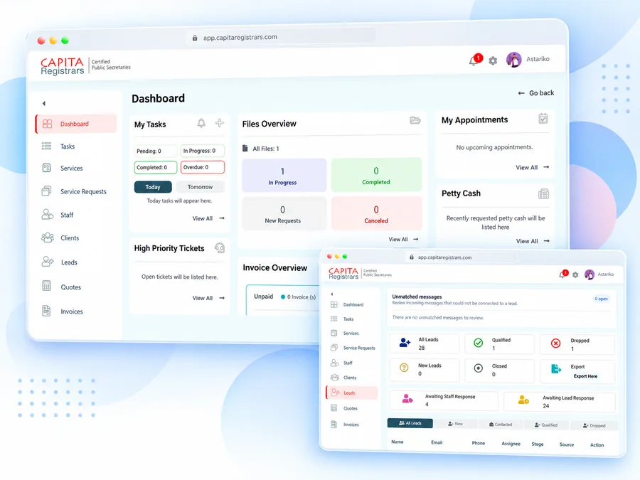 Capita Registrars Business Management System