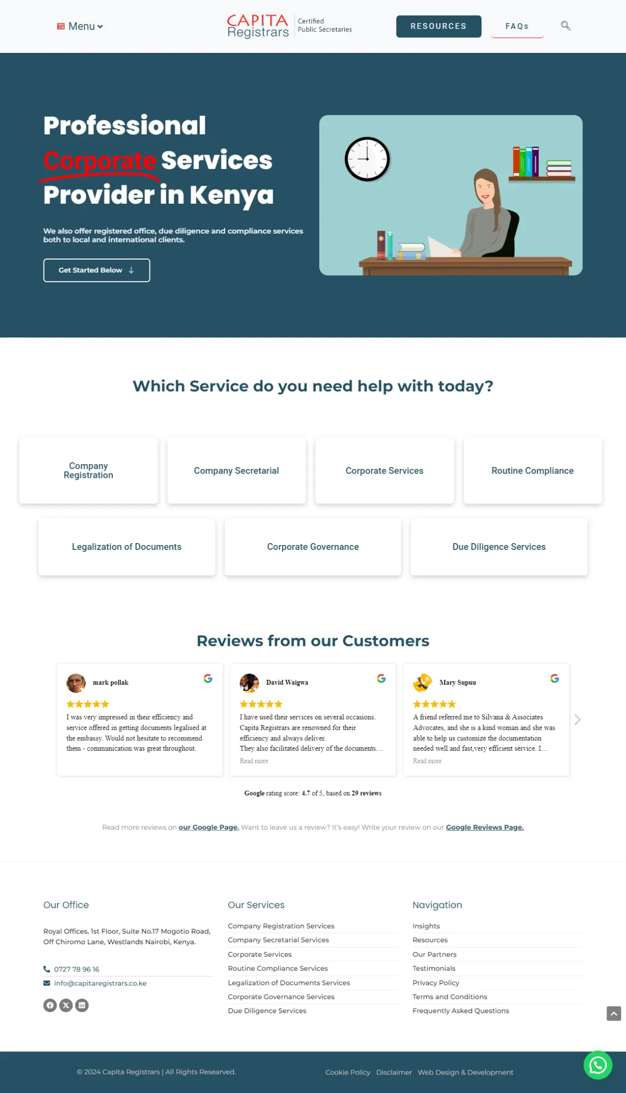Capita Registrars Website Homepage screenshot