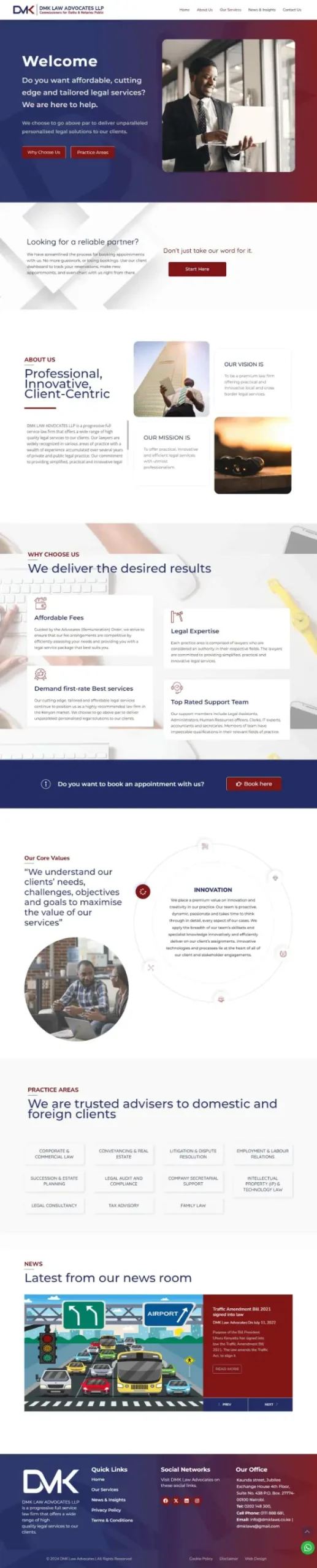 DMK Laws Website Homepage screenshot