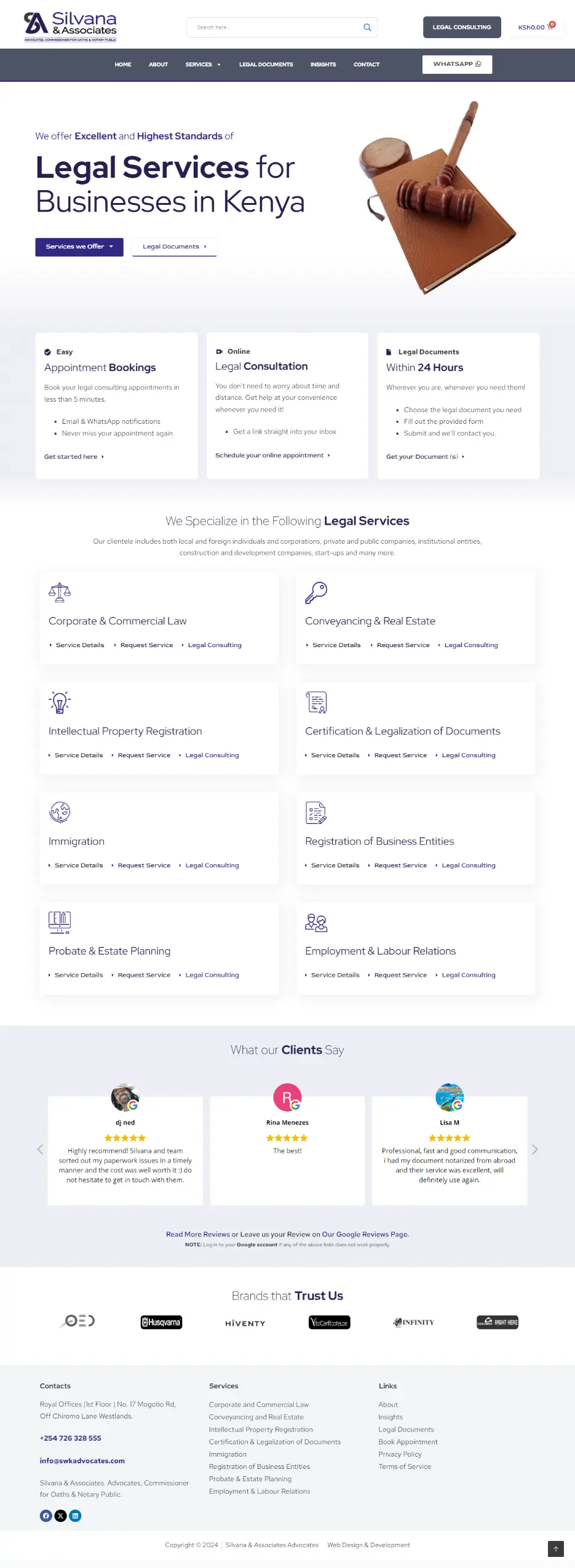 Silvana & Advocates Website Homepage screenshot