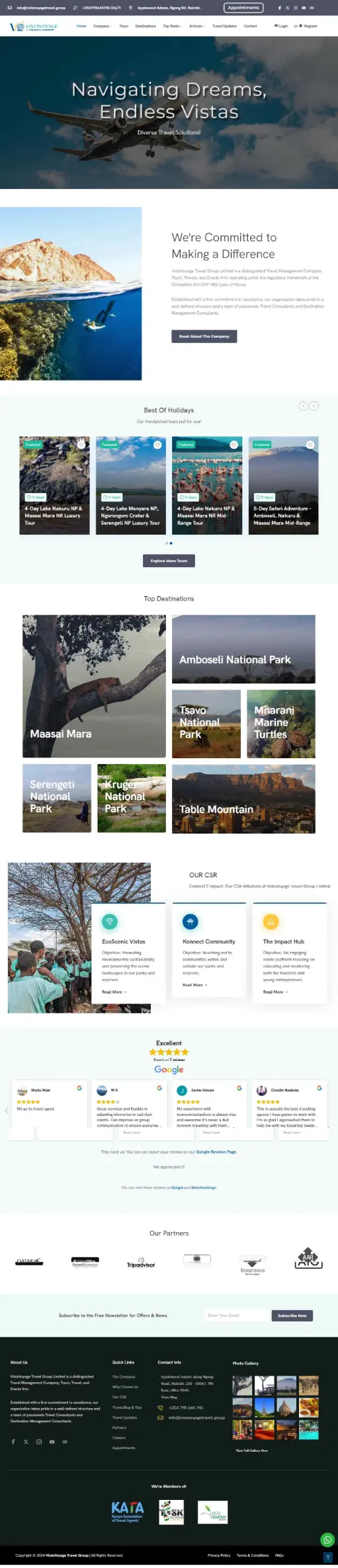 VistaVoyage Travel group homepage screenshot