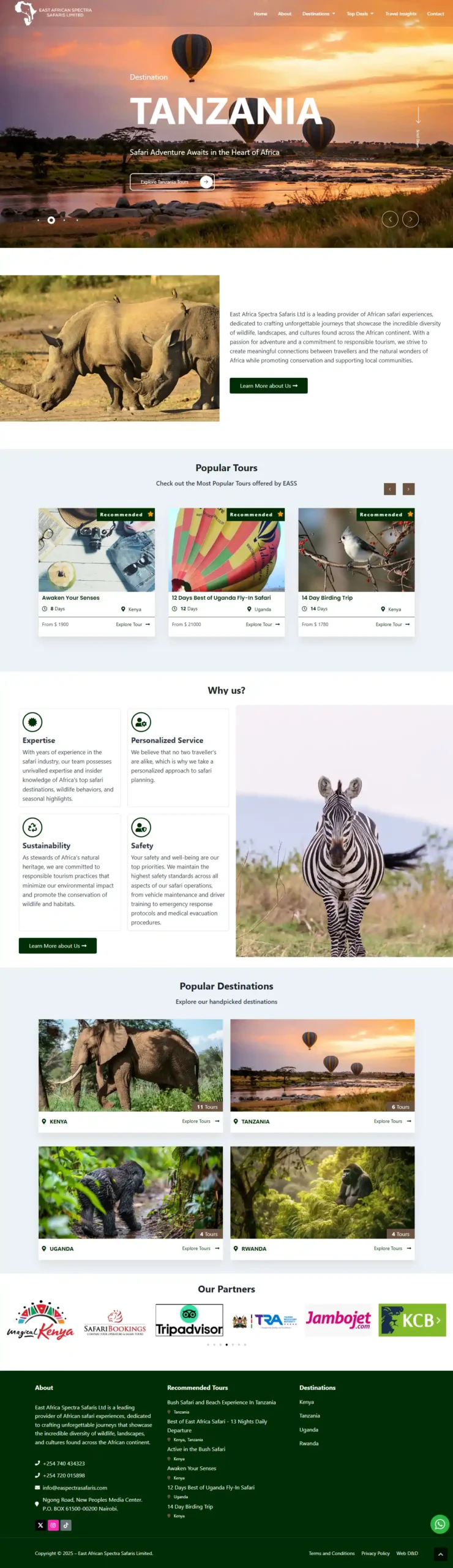 East African Spectra Safaris Limited Website Homepage