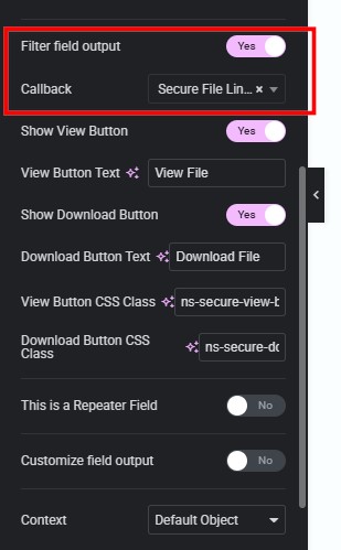 Nelx docs secure docs links custom callback