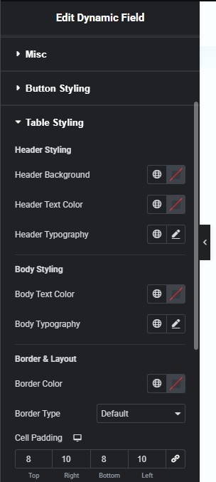 Nelx secure docs custom callback table styling controls
