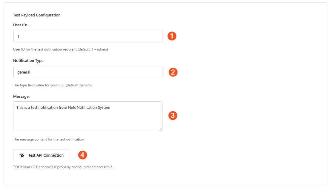 Nelx notification system API connection test