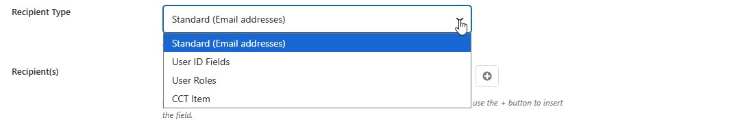 Recipient types selection