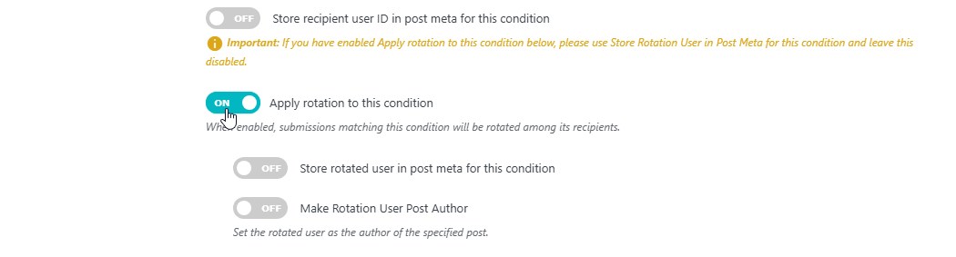 Rotation inside conditional recipients